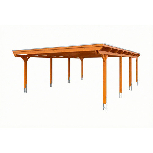 SKANHOLZ Carport Emsland aus Fichte mit EPDM-Dach in Eiche Hell Braun, B/T: 609 x 846 cm - Bild 3