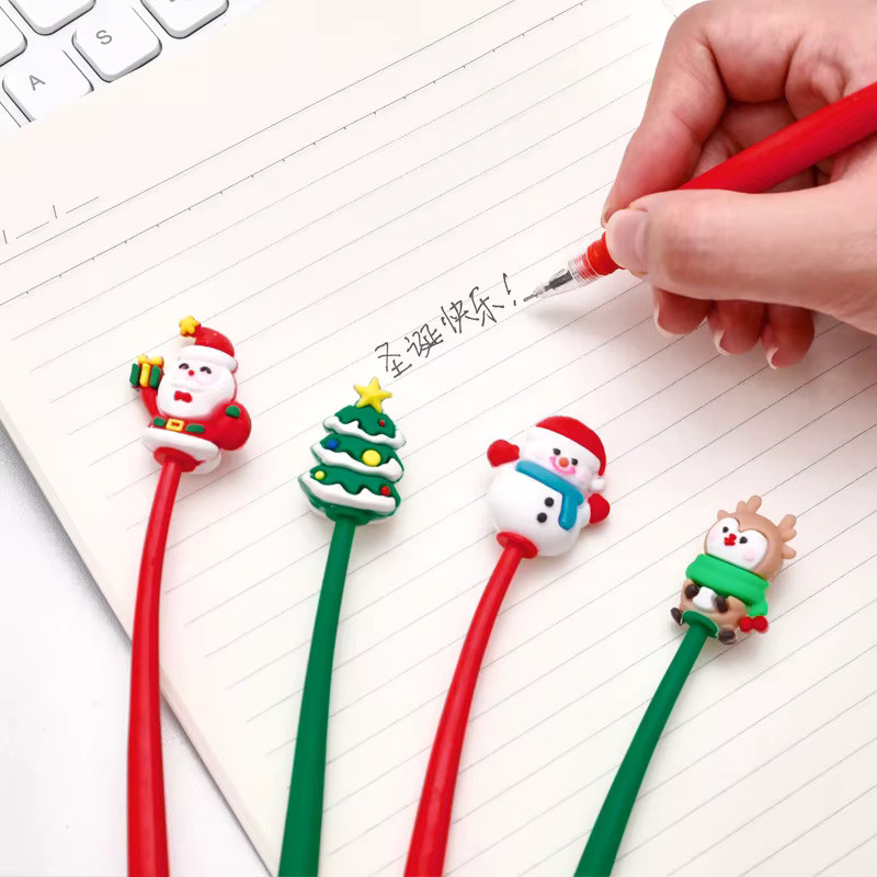 Kawaii Cartoon Weihnachts Gelstift mit Silikon-Shaker in Schwarz für Schüler und Studenten - Bild 2