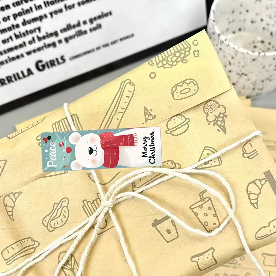 Weihnachtsaufkleber-Rolle mit Weihnachtsmann und Eisbär in Mehrfarbig für Geschenkverpackungen aus Papier, 120 Stück - Bild 3