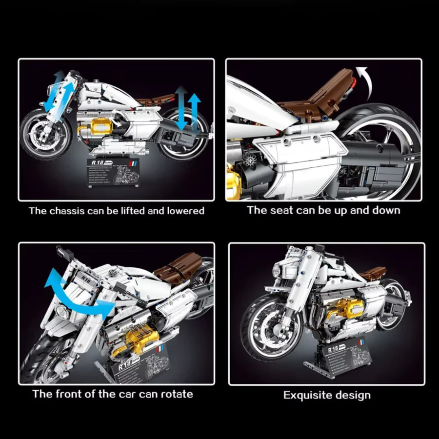 Yangkili MOC Technische R18 Motorrad Bausteine, Sport Modell, Kunststoff - Bild 2