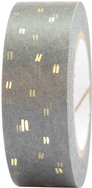 Rico Design Paper Poetry Washi Tape Struktur Grau-Gold Breite: 1,5 cm, Länge: 10 m - Bild 1