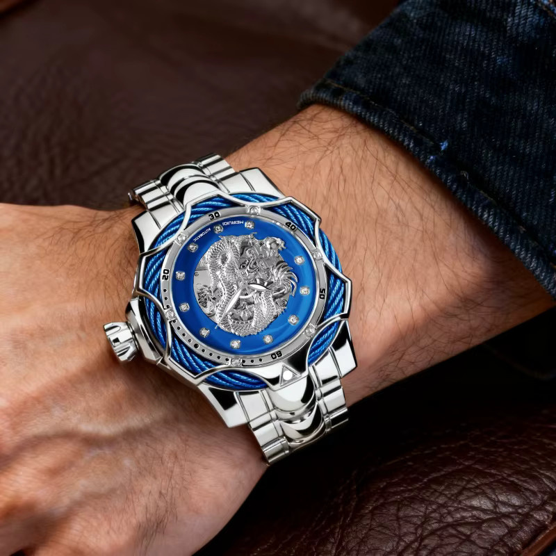MEIRUIQI Armbanduhr, Automatik, Edelstahl, Blau, Herren - Bild 6
