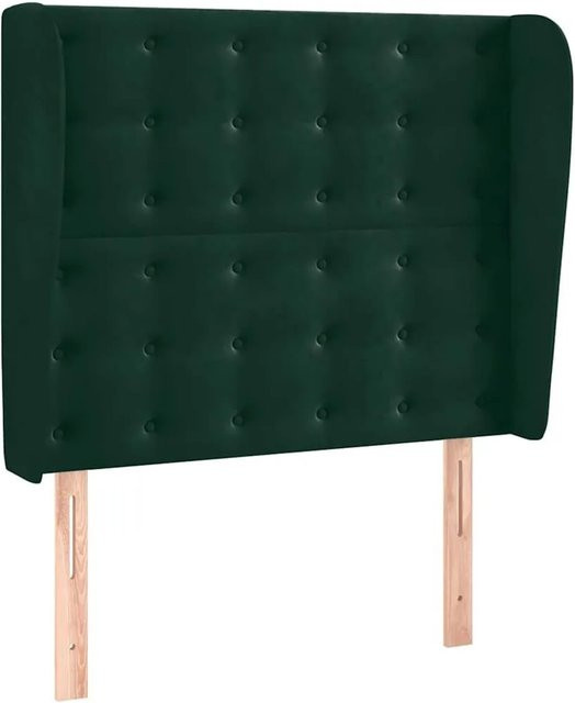 vidaXL Kopfteil mit Ohren in Dunkelgrün aus Samt, B/T/H: 93 x 23 x 118/128 cm - Bild 1