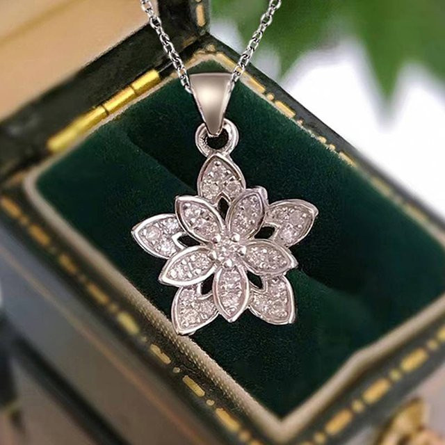 Huitan Halskette, Blumenform, Silber, Zirkonia, Damen - Bild 1