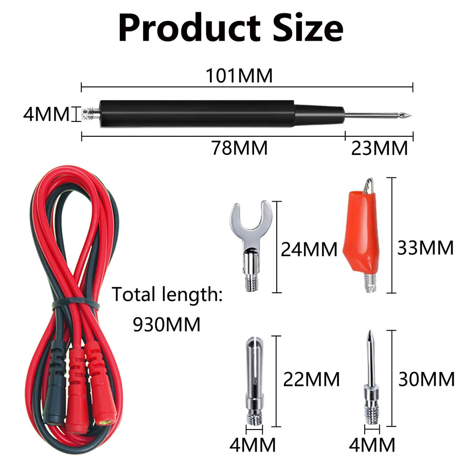 16-teiliges Multimeter-Testkabel-Set mit Krokodilklemmen, Bananensteckern und Testsonden als Ersatz-Testleitungen - Bild 2