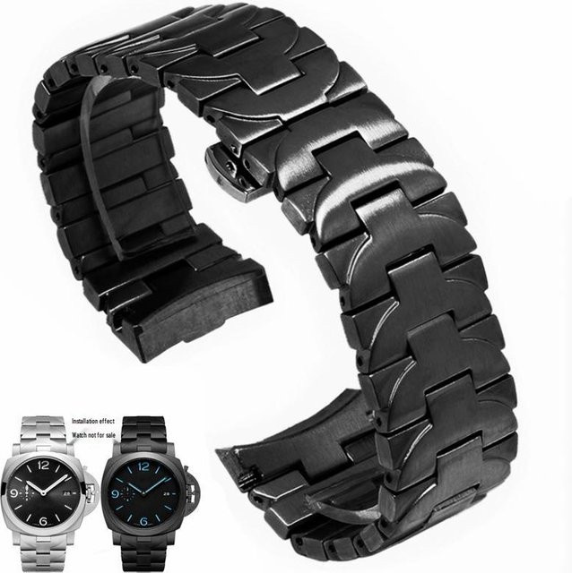 Panerai Uhrenarmband Edelstahl, schwarz, Herren, 22/24mm - Bild 1