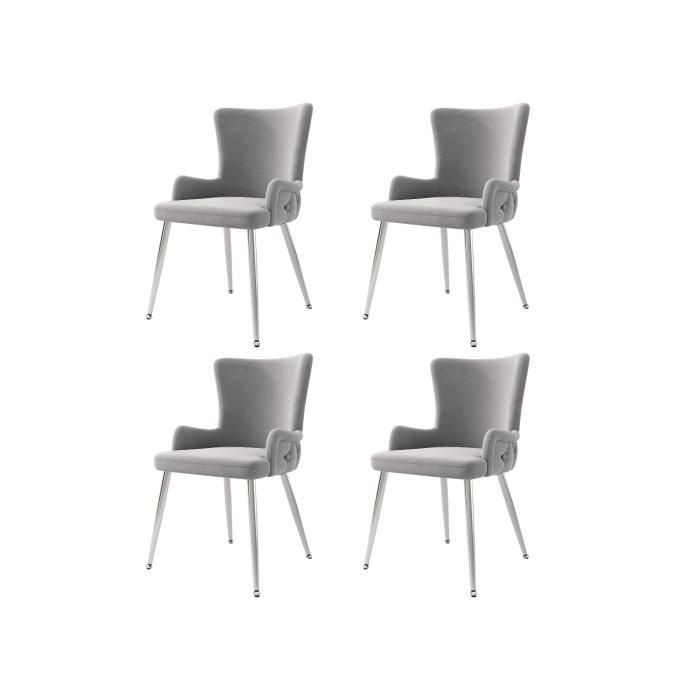 4er-Set Esszimmerstühle MUVOE aus grauem Samt mit Metallfüßen im modernen Design - Bild 2