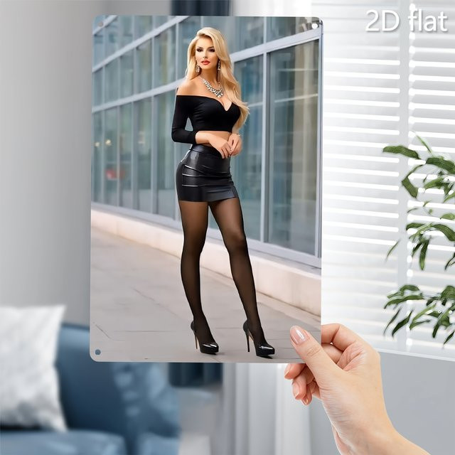 Retro-Wandkunst aus Metall von CIFBUY, rechteckiges Metallschild mit Frauenporträt in Multicolour für Innen- und Außenbereich - Bild 1