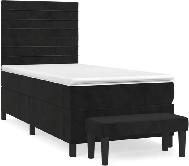 vidaXL Boxspringbett Hybrid mit Matratze und Kopfteil, Schwarz, Samt, B/T: 100 x 200 cm - Bild 1