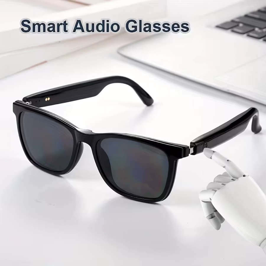 Koipsse Smart-Brille mit Mikrofon und Bluetooth, modische 2-in-1 Sport-Sonnenbrille mit Musikwiedergabe, Anruffunktion, Anti-Blaulicht und UV-Schutz, Schwarz - Bild 4