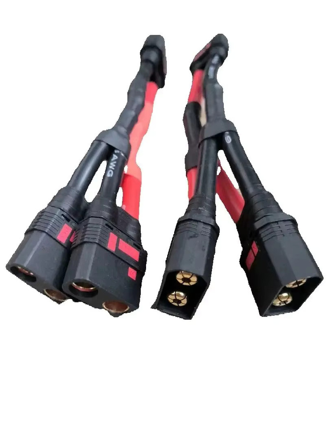 QS8-S Anti Funken Y-Kabelbaum Adapter Set mit männlichen und weiblichen Steckern, 6AWG, 150mm, Schwarz, für RC DIY und UAV Netzkabel - Bild 4