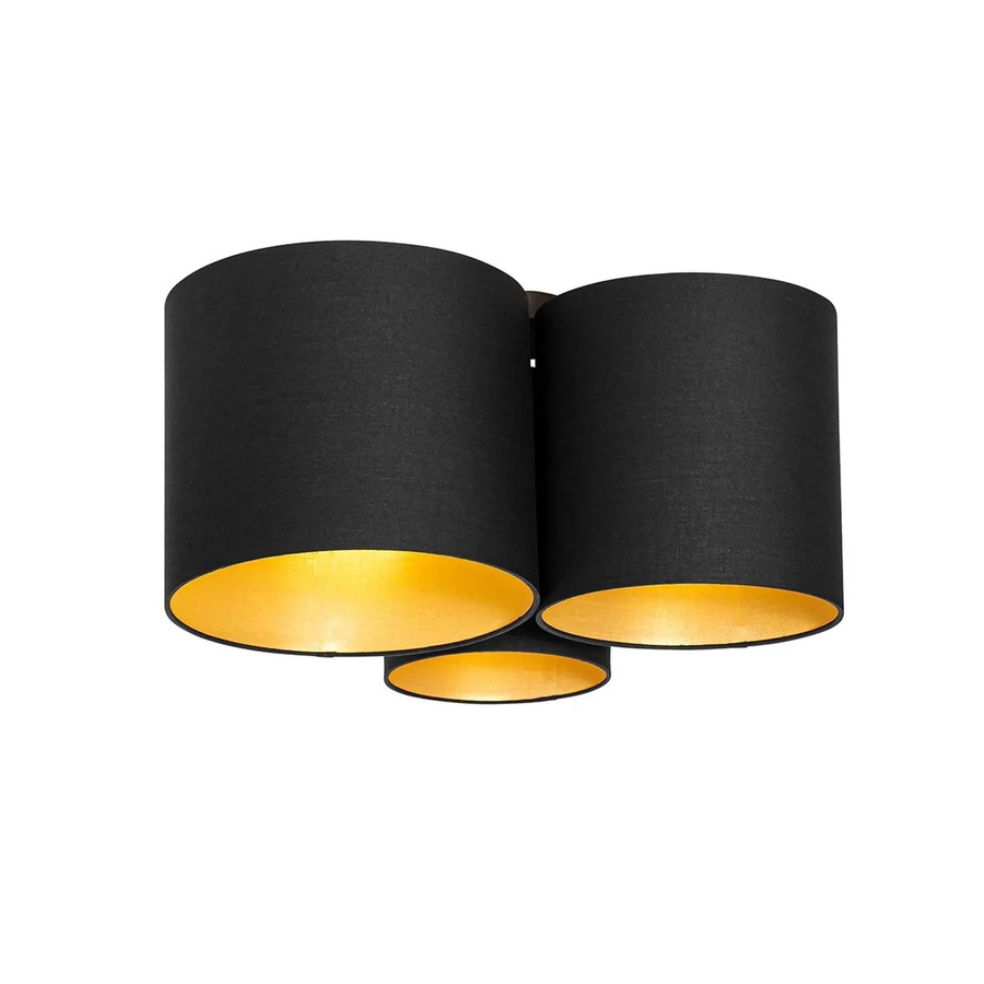 QAZQA Deckenleuchte Multidrum in Schwarz mit goldener Innenausstattung, 3-flammig, E27 - Bild 2