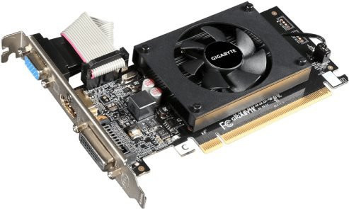 GIGABYTE GeForce GT 710 Grafikkarte mit 2048MB DDR3, PCI-E, DVI-D, D-Sub und HDMI in Schwarz (GV-N710D3-2GL) - Bild 1