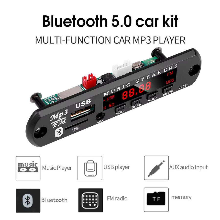 KEBIDU Bluetooth MP3 Player Audio Modul für Auto Radio Stereo mit USB und TF, Schwarz - Bild 3