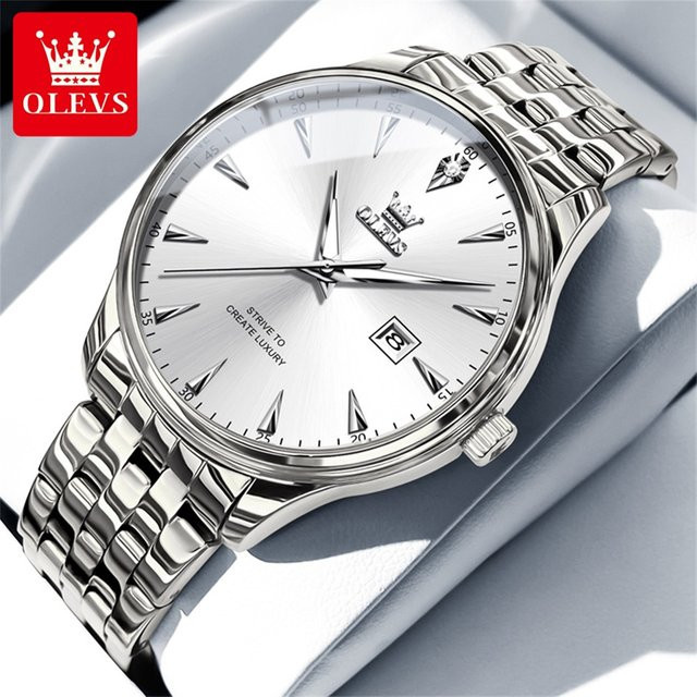 OLEVS Armbanduhr, Quarz, Edelstahl, Datum, Herren - Bild 1