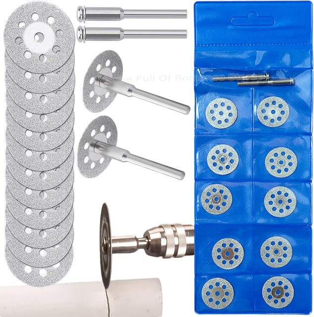 Diamant-Trennscheiben-Set für Dremel Rotationswerkzeuge mit Dorn, silberne Kreissägeblätter zum Trennen von Metall, Durchmesser: 22 mm - Bild 1