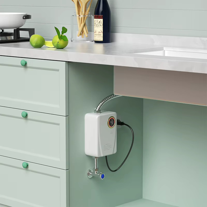 Elektrischer Sofort-Warmwasserbereiter für Badezimmer und Küche mit LCD-Temperaturanzeige, Wandmontage, Schwarz oder Weiß - Bild 2