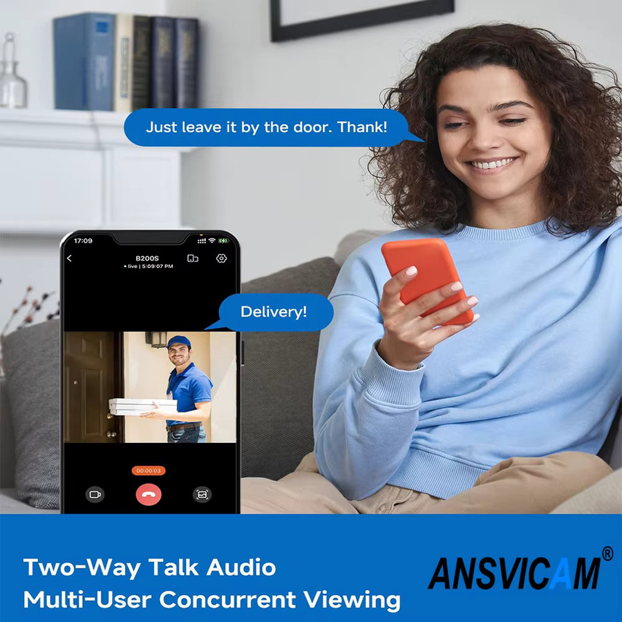 ANSVICAM 2K kabellose IP-Kamera mit 5 MP, magnetische Außen- und Innenkamera mit intelligenter Bewegungserkennung in Weiß - Bild 4