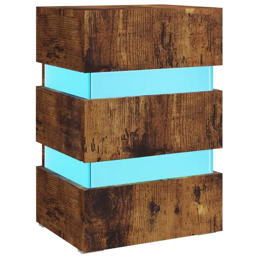 vidaXL LED-Nachttisch aus Holzwerkstoff in Räuchereiche, modern, B/T/H: 45 x 35 x 67 cm - Bild 2