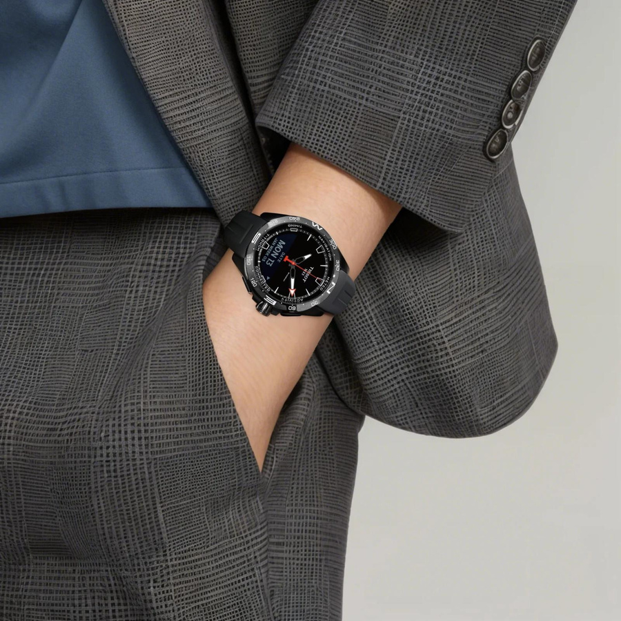 Tissot Hybrid-Smartwatch, Solar, Titan, Schwarz, Kautschukarmband, Herren - Bild 3