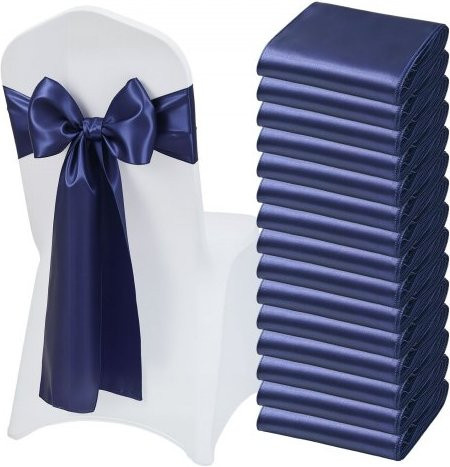 VEVOR Satin-Stuhlschärpen mit Schleifen in Marineblau, 50 Stück, Breite: 17 cm, Länge: 275 cm - Bild 1