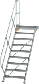 Günzburger Aluminium-Treppenplattform 45 Grad mit 9 Stufen in Silber - Bild 1