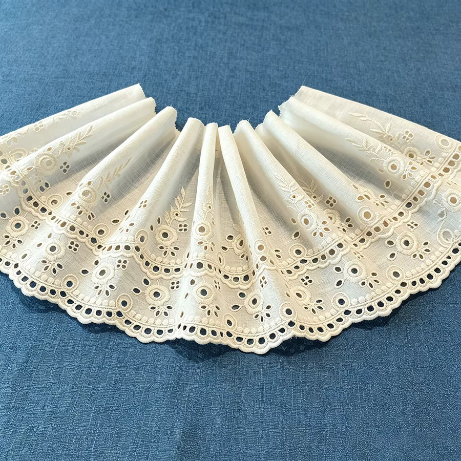 BOTAOQI Durchbrochene Spitzenborte in Beige oder Weiß, 19 cm Breite, 1 Yard DIY Nähzubehör für Rocksaum und Heimtextilien-Dekoration - Bild 2
