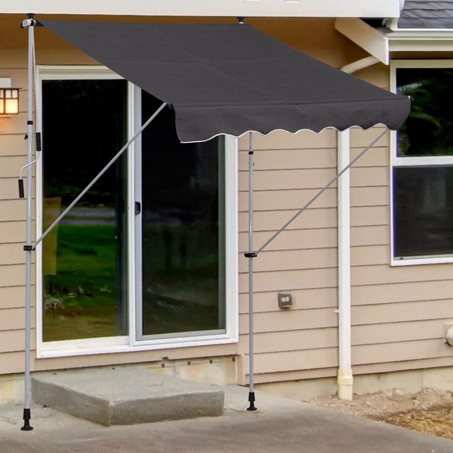 Outsunny Gelenkarmmarkise Klemmmarkise höhenverstellbar in Grau aus Aluminium für Balkon und Terrasse B/H: 200 x 150 cm - Bild 2