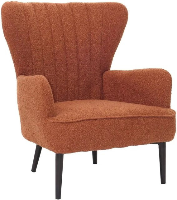 MCW Lounge-Sessel K37 als Cocktail- und Ohrensessel aus Bouclé-Stoff in Terrakotta im Retro-Vintage-Stil - Bild 2