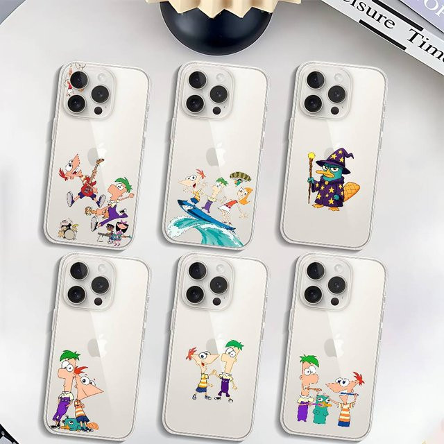 Mesuca Handyhülle Phineas und Ferb für iPhone 11 bis 17 Pro Max Mini Plus, transparente und stoßfeste Hülle - Bild 1
