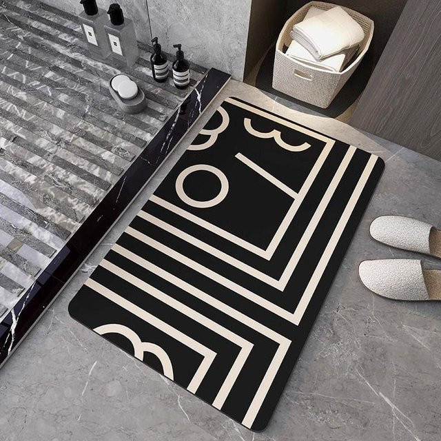 Rutschfeste Badezimmer Bodenmatte von Yiran Furniture in Schwarz, B/T: 90 x 60 cm - Bild 1