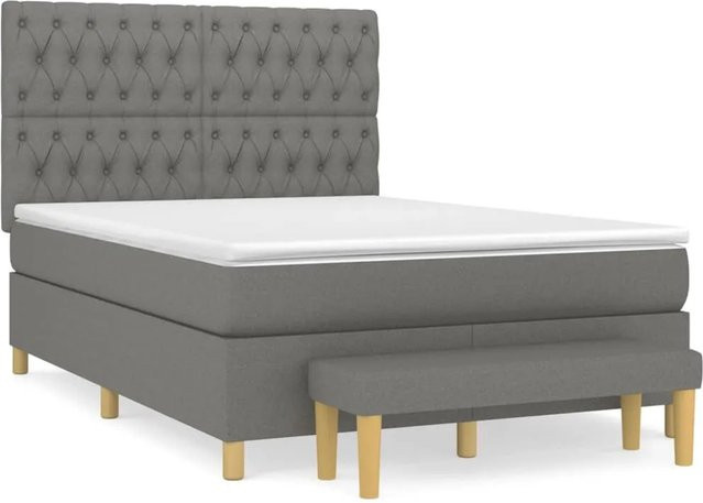 vidaXL Boxspringbett mit Matratze Hybrid Dunkelgrau B/T/H: 140 x 200 x 30 cm - Bild 1