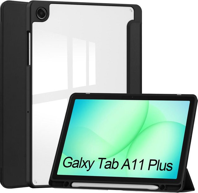 Samsung Smart Stand Hülle für Galaxy Tab A11 Plus 11 Zoll mit Acryl Rückseite und Stifthalter in Schwarz - Bild 1