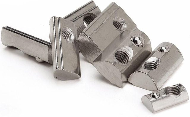 Binchi Outdoor Equipment Halbrunde Feder Muttern aus Stahl in Silber für Aluminium Extrusion Profile 2020 3030 4040 4545 CNC, 100 Stück - Bild 1