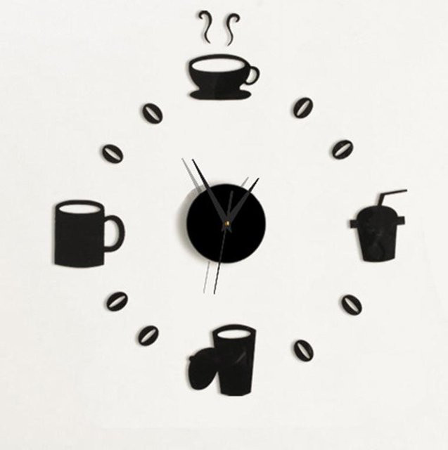 O Time 3D-DIY-Wanduhr mit Spiegelaufklebern in Schwarz, modernes Design, analoges Quartz-Uhrwerk und lautloses Design - Bild 1