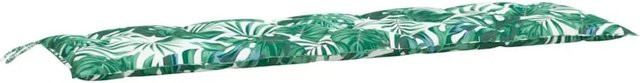 vidaXL Gartenbank-Auflagen 2er-Set mit Blattmuster aus wasserabweisendem Oxford-Gewebe, B/T/H: 180 x 50 x 7 cm - Bild 1