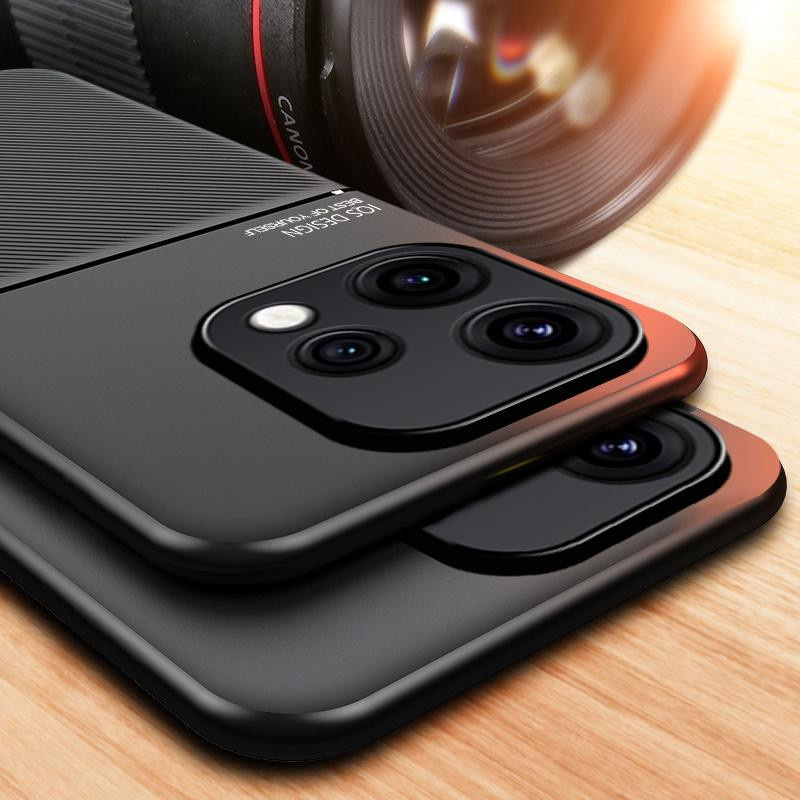 Magnetische Leder-Schutzhülle für OPPO Reno 15 5G in Schwarz mit Silikonrahmen und Auto-Halterung - Bild 3