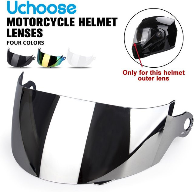 UCHOOSE Motorradhelm-Visier Set mit transparenten, schwarzen und silbernen Spiegellinsen für Facelift-Helme - Bild 1