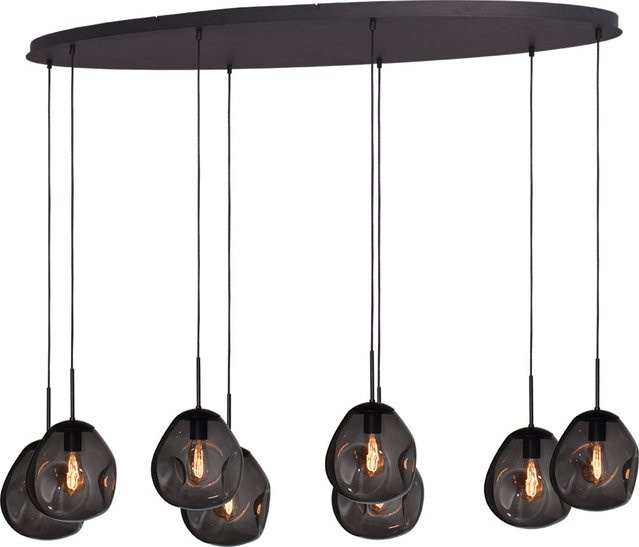 Masterlight Lava Pendelleuchte 8-flammig oval in Rauchgrau mit Glaselementen - Bild 1