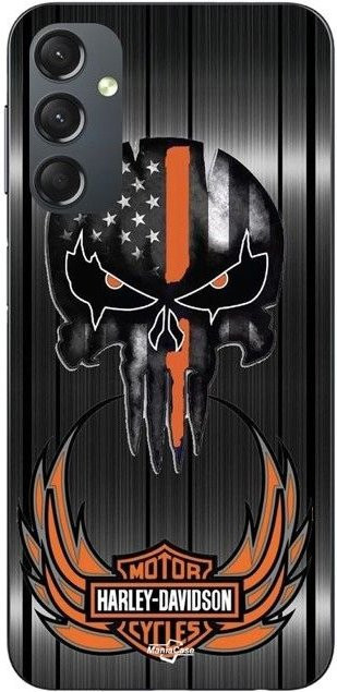 Maniacase Handyhülle für Samsung Galaxy A24 mit Harley Davidson Totenkopf Design in Grau - Bild 1