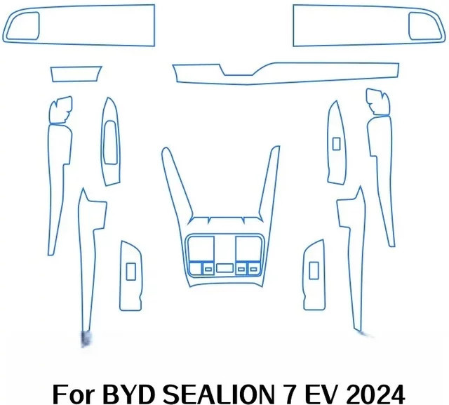 BYD SEALION 7 EV 2024 2025 TPU Anti-Scratch Schutzfolie für Center Konsole und Dashboard Navigation in Transparent - Bild 1