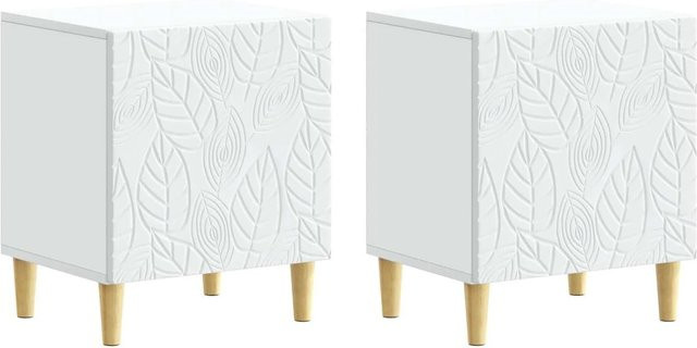 vidaXL Nachttisch Set 2 Stück Weiß modern B/T/H: 43 x 34,5 x 50 cm - Bild 1