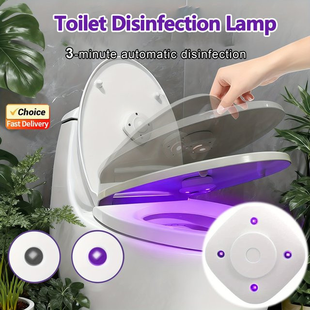 Tragbarer UVC-Toilettensterilisator mit LED-Schüssellicht, USB wiederaufladbare UV-Lampe für Badezimmer und Reisen, Weiß - Bild 1