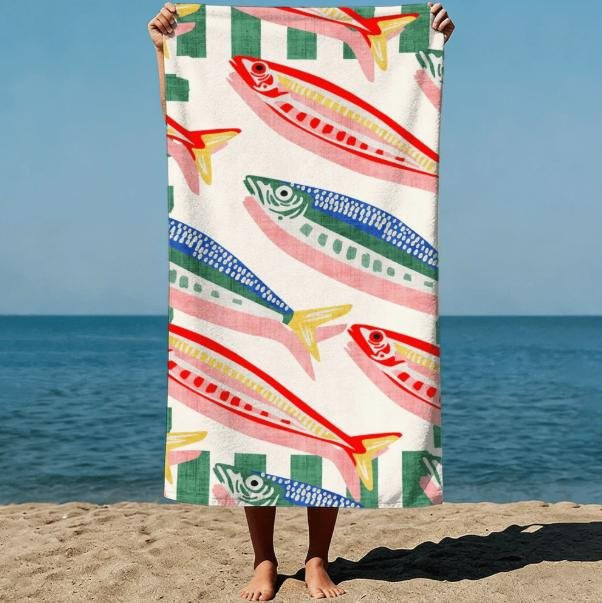 Strandtuch mit Fischmuster von JMG Household Supplies in Blau, B/B: 50 x 100 cm - Bild 1