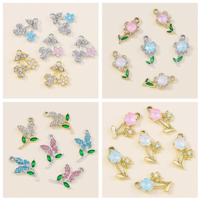 Charms Anhänger Kristall Blatt Blume, Gold, Unisex - Bild 1
