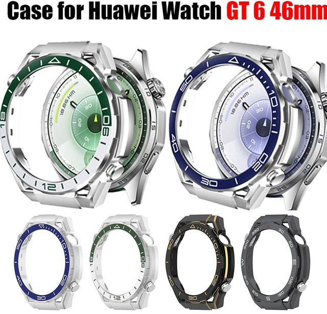 CAOWTAN Hülle für Huawei Watch GT 6 46 mm, Displayschutzfolie, TPU, Schwarz Weiß - Bild 1
