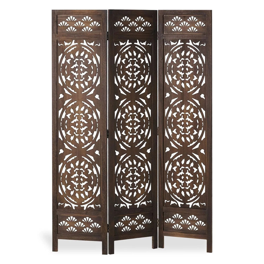 Homestyle4u Paravent Raumteiler aus Massivholz in Braun mit marokkanischem Ornament-Design, Höhe: 170 cm, Breite: 120 cm - Bild 2