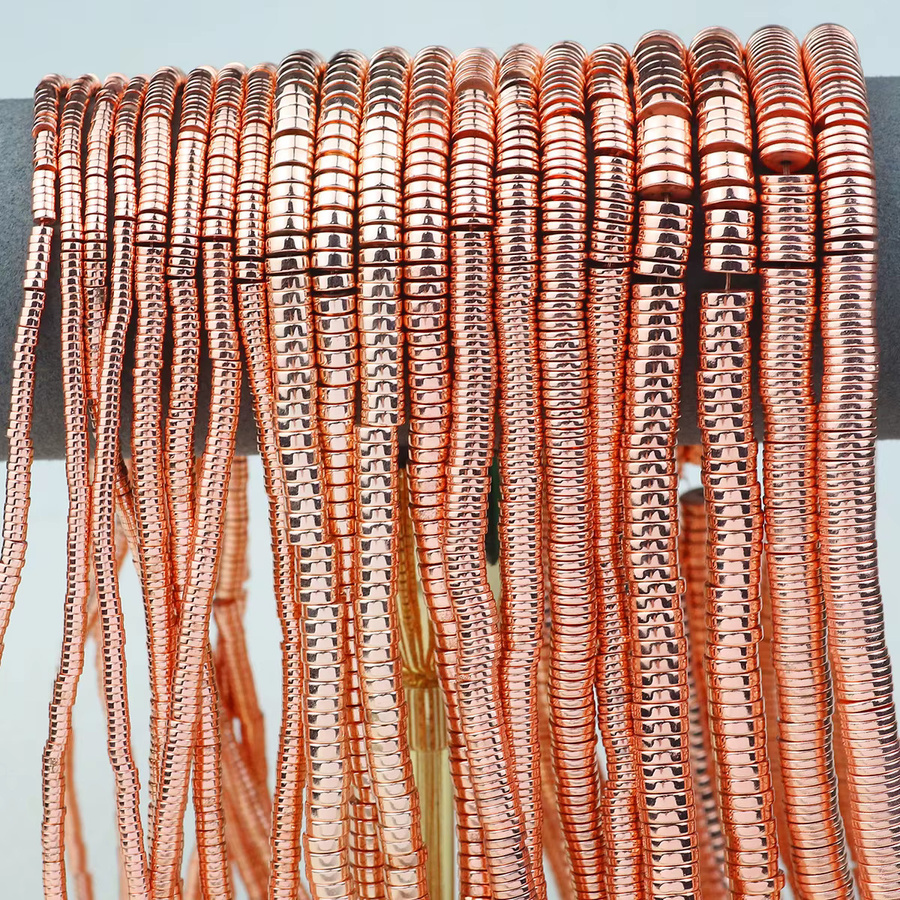 Hämatit Naturstein Spacer Perlen, Roségold, Unisex - Bild 3