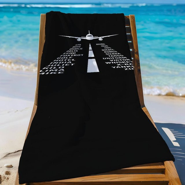 Beau Maison Strandtuch Aviator Flugzeugpilot Schwarz, B/H: 70 x 40 cm, schnelltrocknend und sandfest - Bild 1