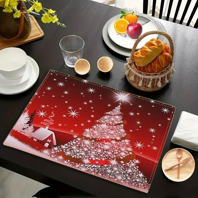 VIKAM Tischset mit Weihnachtsmotiv in Rot, hitzebeständig und verschleißfest, rechteckig - Bild 1